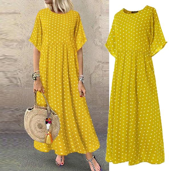 Boho Maxi Dress Vintage Print Summer Half Sleeve Loose Dress Casual Plus Size Female Long Dress Big Swing Dresses Robe Vestidos