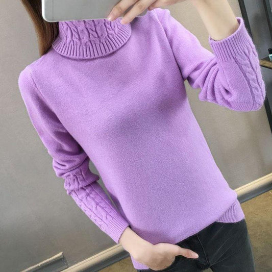 Medium and Long Section High Collar Sweater Winter Warm Knitting Sweaters Large Size Sweater Woman