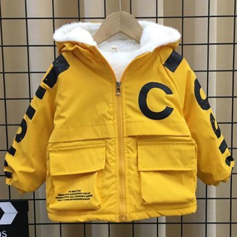 Boy's Padded Jacket Winter Clothes Baby Plus Fleece Coat Handsome Small Children's Jacket Trendy Cute Overcoming Hooded Down Jackets