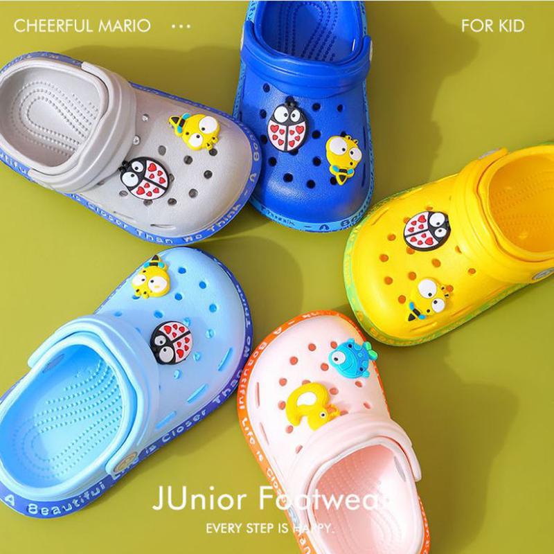 Children Cartoon Cave Shoes  Beach Summer Children's Slippers Antiskid Soft Bottom  Little Bee EVA Rubber Plastic Baby Sandals Slippers