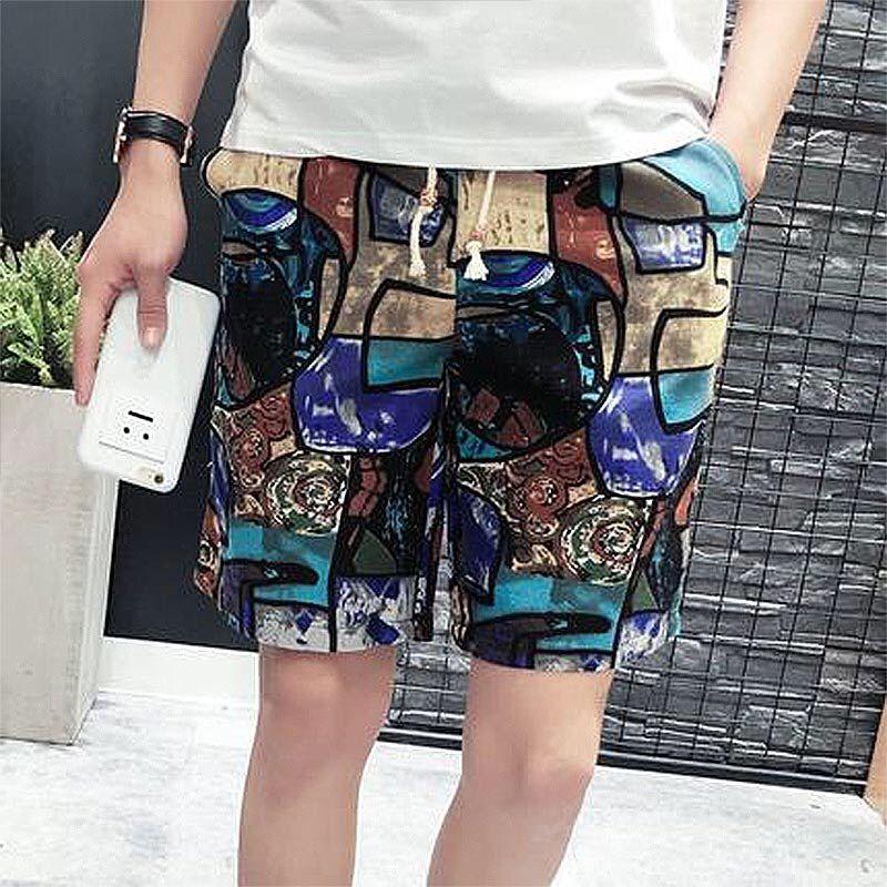 Men's Summer Shorts Five-point Pants Hemp Rope Men's Beach Pants Tide Loose Big Pants Casual Youth Mid-pants