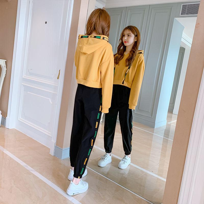 Sports Suits Small Women's Short Round Neck Pullover Sweater Suits Women's Foreign Style Thin Harem Pants Casual Temperament