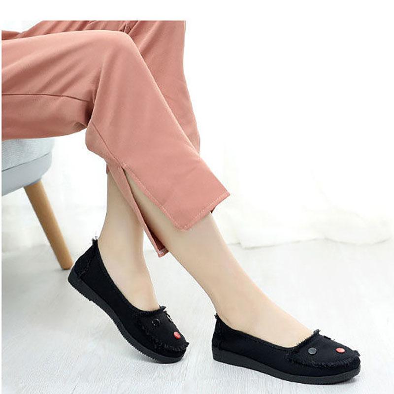 Old Beijing Cloth Shoes Women's Pedal Casual Flat Soft Sole Shoes Breathable Canvas Shoes Mother Shoes