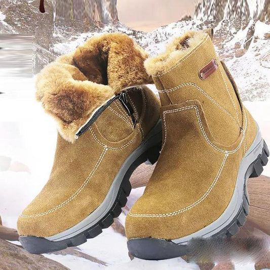 Snow Boots Men's Fur Winter Cotton Shoes Plus Velvet Thick Warmth Waterproof Non-slip Martin Boots Casual Boots