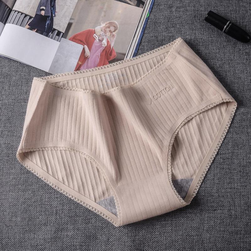 6Pcs/Set Women's Underpants Solid Color Large Size Panties Mid-waist Seamless Lace Girl's Briefs