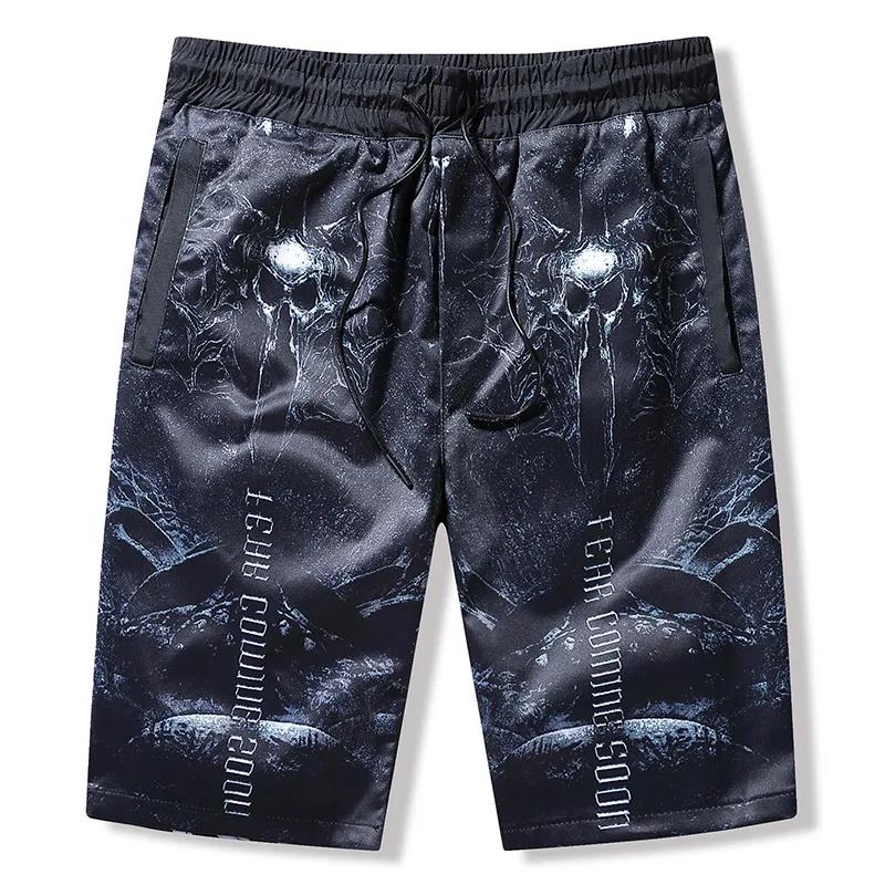 Summer Ice Silk Men's Shorts Casual Sports Five-point Pants Loose Large Size Beach Pants Thin Digital Printing Pants