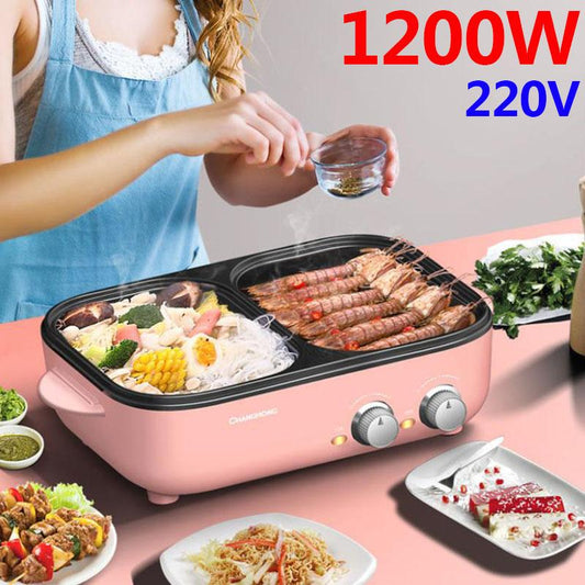 1200W BBC Heat Pot Machine Electric Bakeware Smokeless Fried Steak Pan Multi-purpose Grill Pan Nonstick Pot