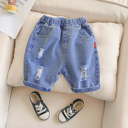 Children's Summer Shorts Children's Boys' Jeans Boys' Summer Ripped Pants Casual Children's Pants