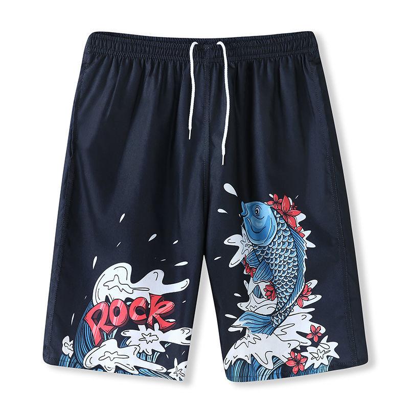 Summer Thin Printed Beach Pants Men's Loose Shorts, Large-size Flower Pants, Large-sized Slacks, Quick-drying