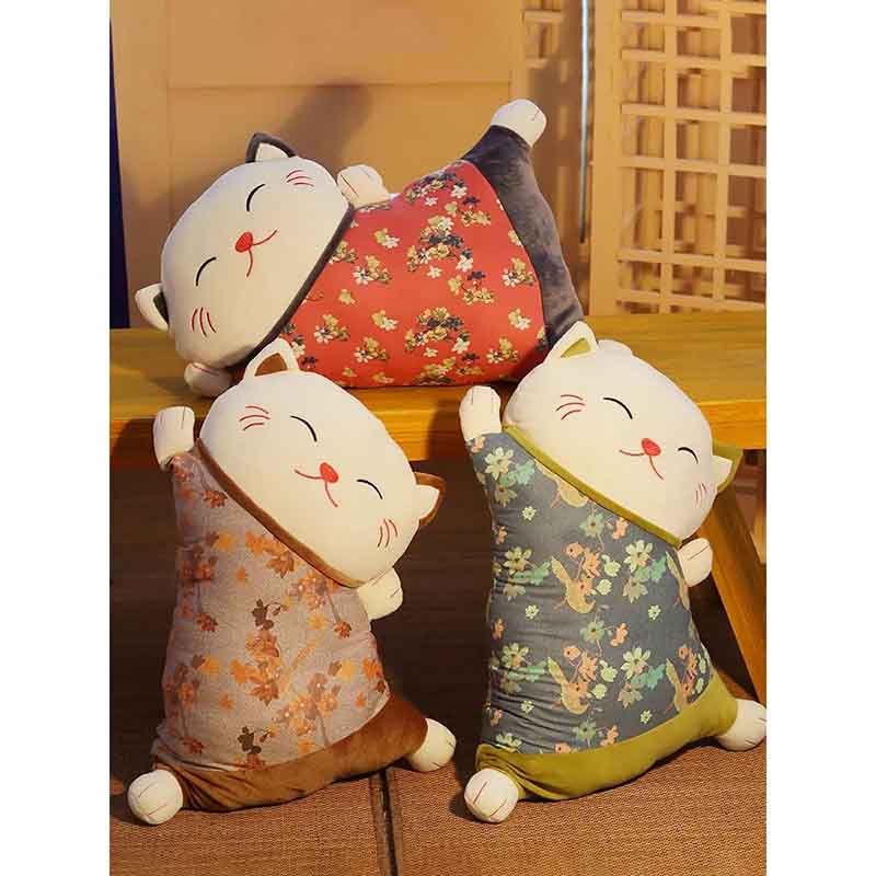 Japanese Beckoning Cat Doll Pillow Quilt Dual-use Sofa Back Cushion Office Seat Waist Cushion Lumbar Pillow Blanket