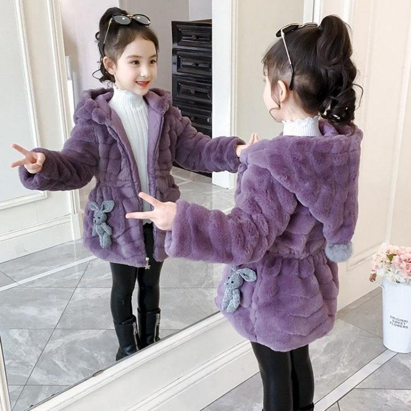 Girls' Woolen Sweaters Warm Jackets Cotton-padded Clothes Winter Clothes Thick Windproof Mid-length Cotton-padded Clothes