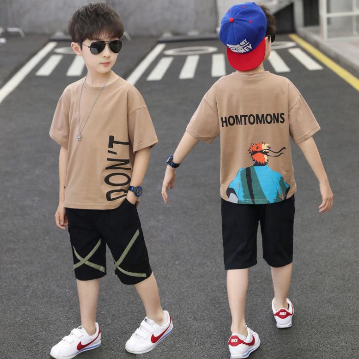 2PCS Children Clothing Set Spring Summer Girls Suits Printing Short Sleeve Tops + Pants Clothing Set