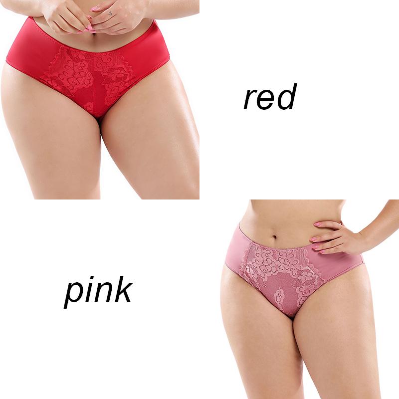 2PCS Plus Size Ladies Panties Sexy High Waist Briefs Fat Ladies Lace Panties L-5XL