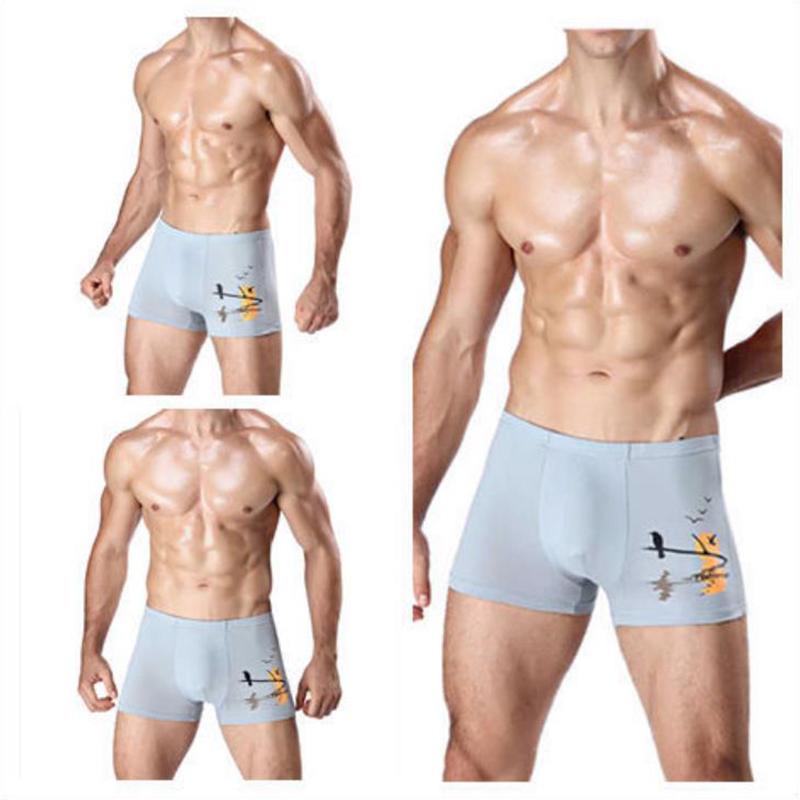 4Pcs Men Square Briefs U Convex Underpants Soft and Comfortable Shorts Boxer Shorts