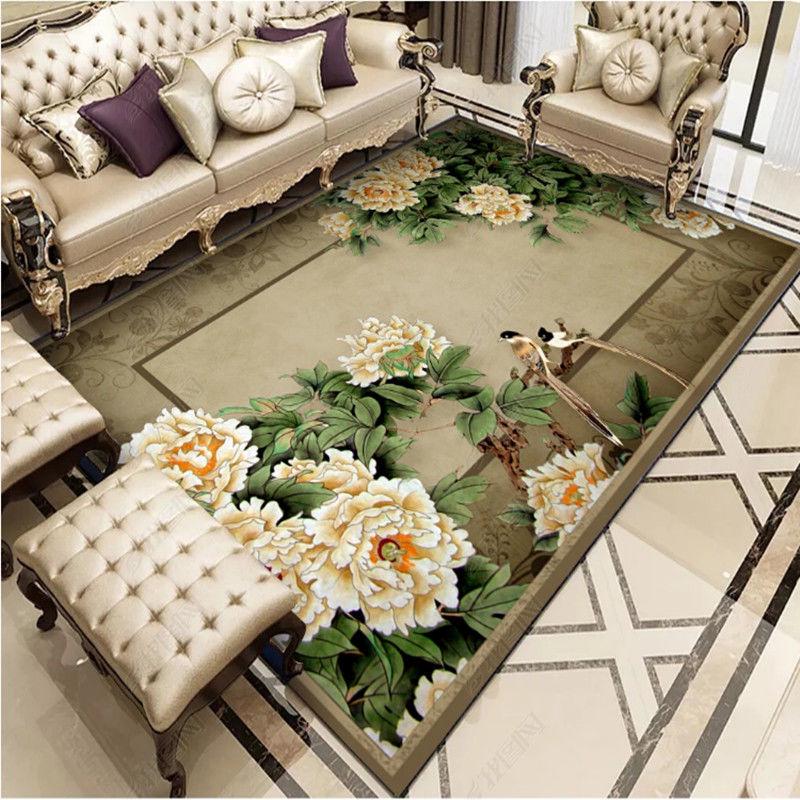 Chinese Style 3D Floral Pattern Carpet for Living Room Area Rug Children Floor Mat Cloakroom Rugs