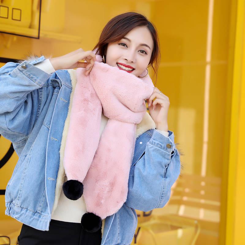 Women Winter Warm Wild Faux Fox Fur Scarf Self-Tied Scarves Neck Wrap Collar