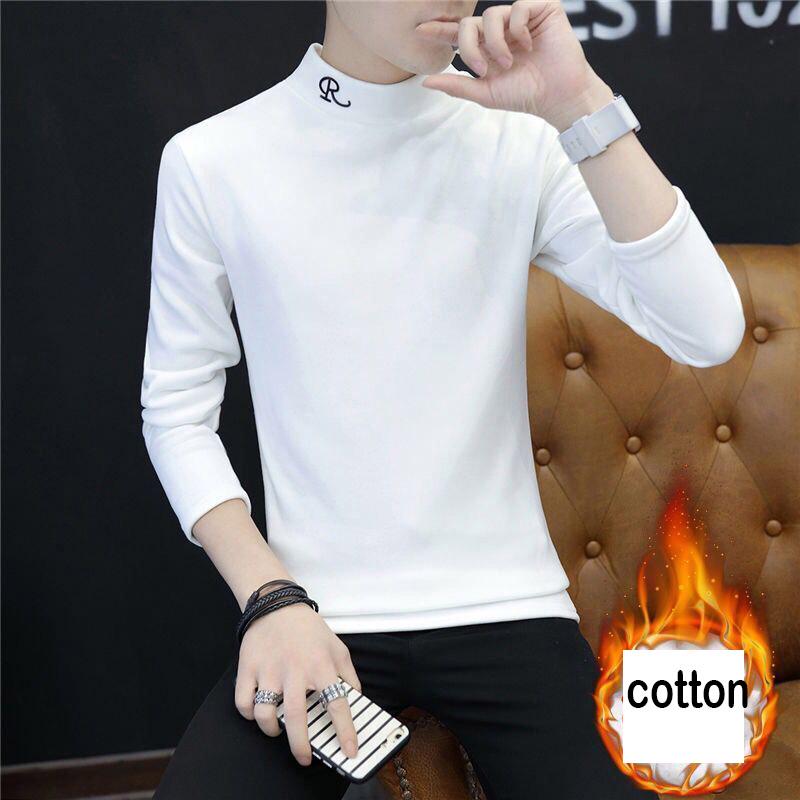 Long-sleeved T-shirt Men's Fashion Wild Sweater Men's Autumn and Winter Warm Slim Tops