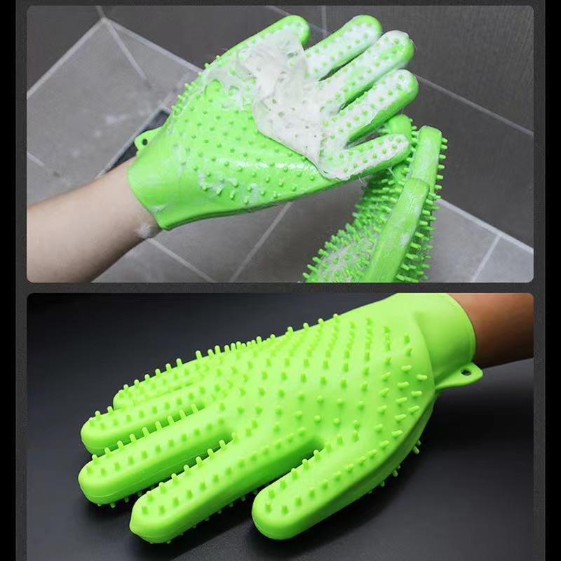 Silicone Cat Gloves Hair Removal Cleaning Cat Comb Glove Pet Cats Grooming Accessories Bath Gloves Massage Matted Hair Cleaner Antibite Brush Gloves