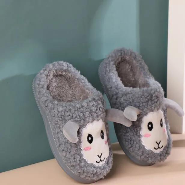 Winter Children's Plus Size Cotton Slippers Boys and Girls Cute Cartoon Warm Non Slip Indoor Cotton Shoes