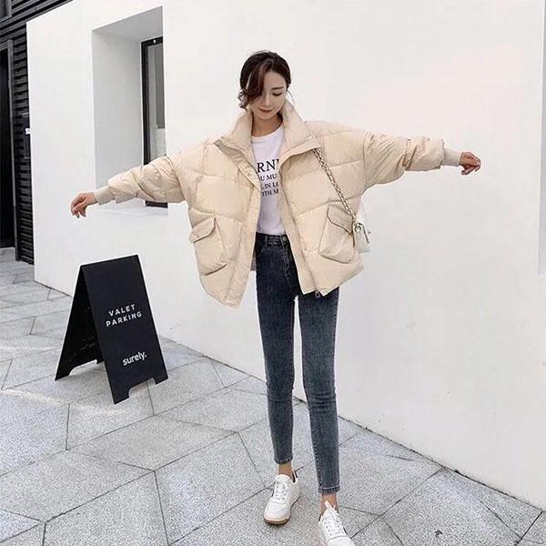 Winter All-match White Duck Down Jacket Women's Short Loose Student Bread Coat Small Jacket