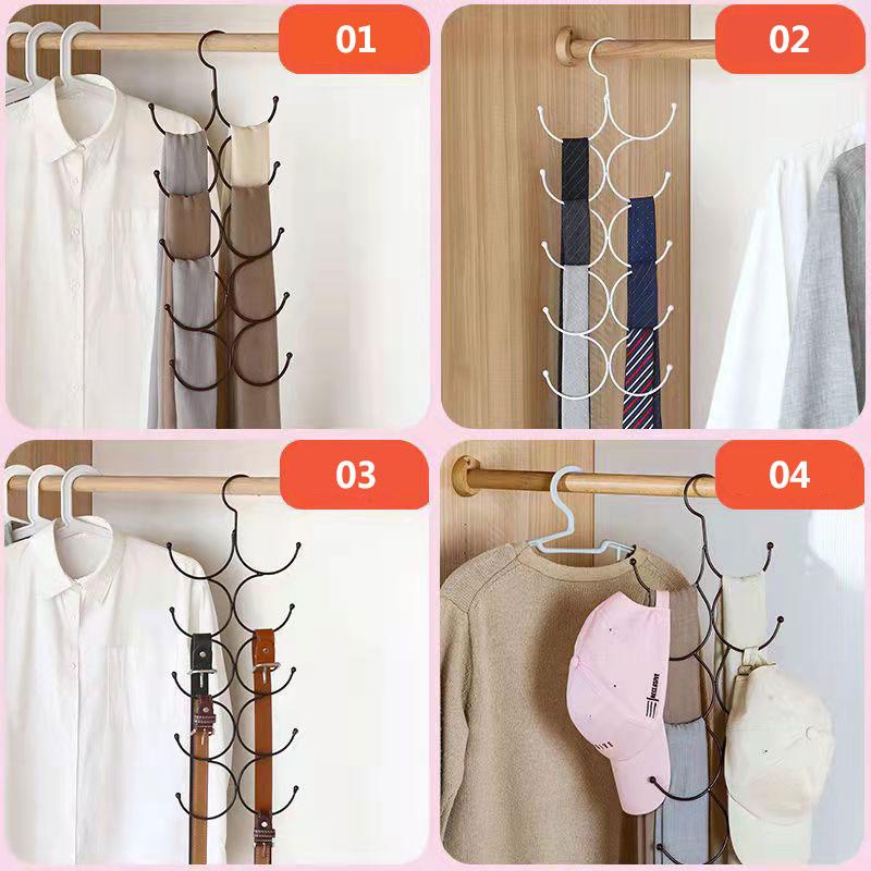 Multifunctional hook hanging scarf rack household bow tie hat storage artifact silk scarf ring tie rack