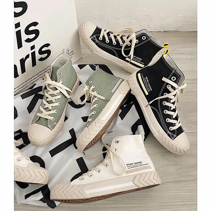 High-top Canvas Shoes Boys Korean Version of The Trend Wild Ins Hong Kong Style High Bangbu Shoes Harajuku Casual Trendy Men's Shoes