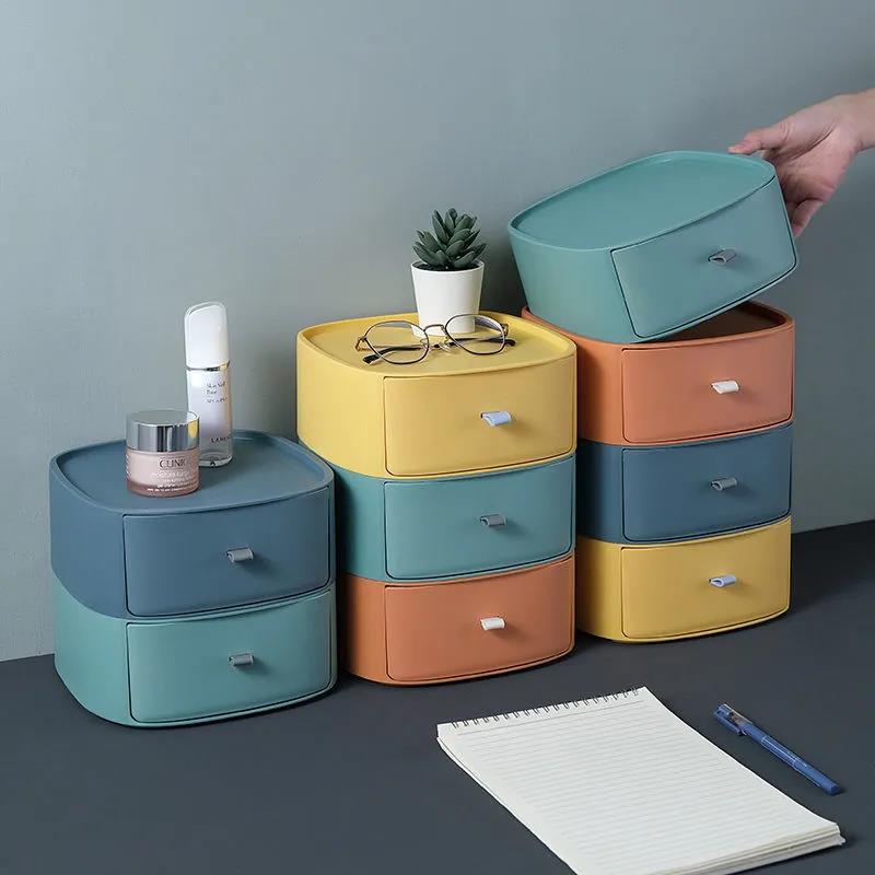 Desktop Storage Box Drawer Type Cosmetic Box Storage Box Small Plastic Jewelry Box Multi-function Finishing Box