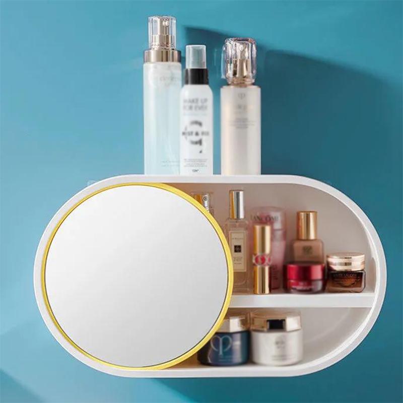 Cosmetic Storage Box Wall-mounted Punch-free Large-capacity Skin Care Product Rack, Dust-proof Lipstick Storage Makeup Box