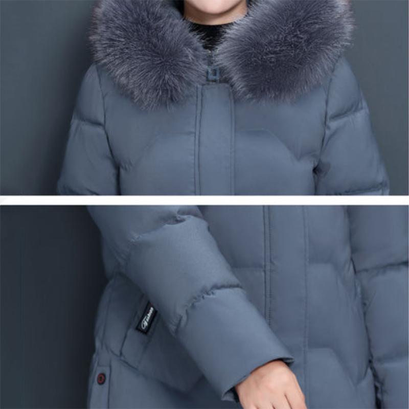 Women's Mid-length Down Jacket Winter Korean Loose Cotton Clothes Casual Hooded Padded Jacket Quilted Jacket