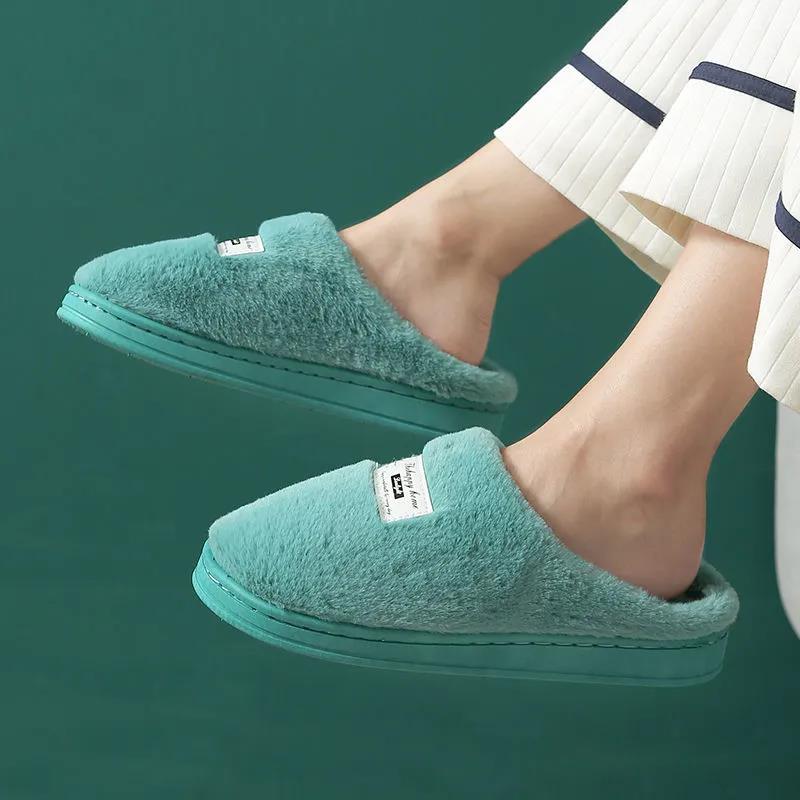 Autumn and Winter Pure Cotton Slippers Indoor Non-slip Soft-soled Shoes Warm Simple Plush Cotton Shoes