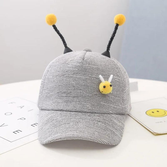 Cute Cartoon Little Bee Cap Children's Spring Autumn Hat 2-8 Years Old Boys and Girls Peaked Cap Solid Color Casual Breathable Soft Baseball Cap