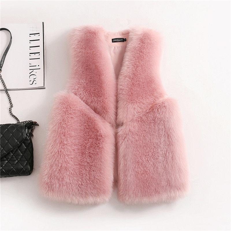 Autumn Winter Warm All-match Fur Vest Women's Leather Jacket Fashionable All-match Imitation Faux Fox Fur Waistcoat Stitching  Vest Short Jacket Slim