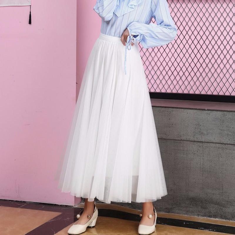 [3 Layers of Yarn + Inner Lining] Half-length Skirt Women's Net Gauze Skirt Large Skirt Mid-length Gauze Skirt Net Yarn Breathable Large Skirt