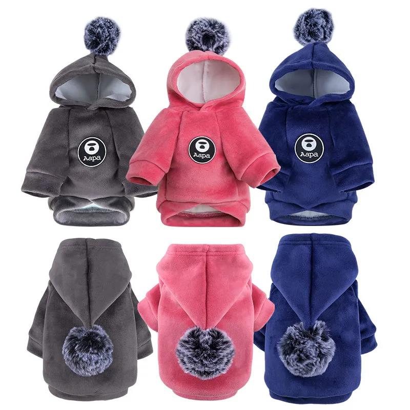 Dog's Warm Jackets Coats Hooded Winter Clothing Cat Hoodies Rompers Two-legged Clothes for Puppy Cats Soft Cotton Jumpsuits with Cap