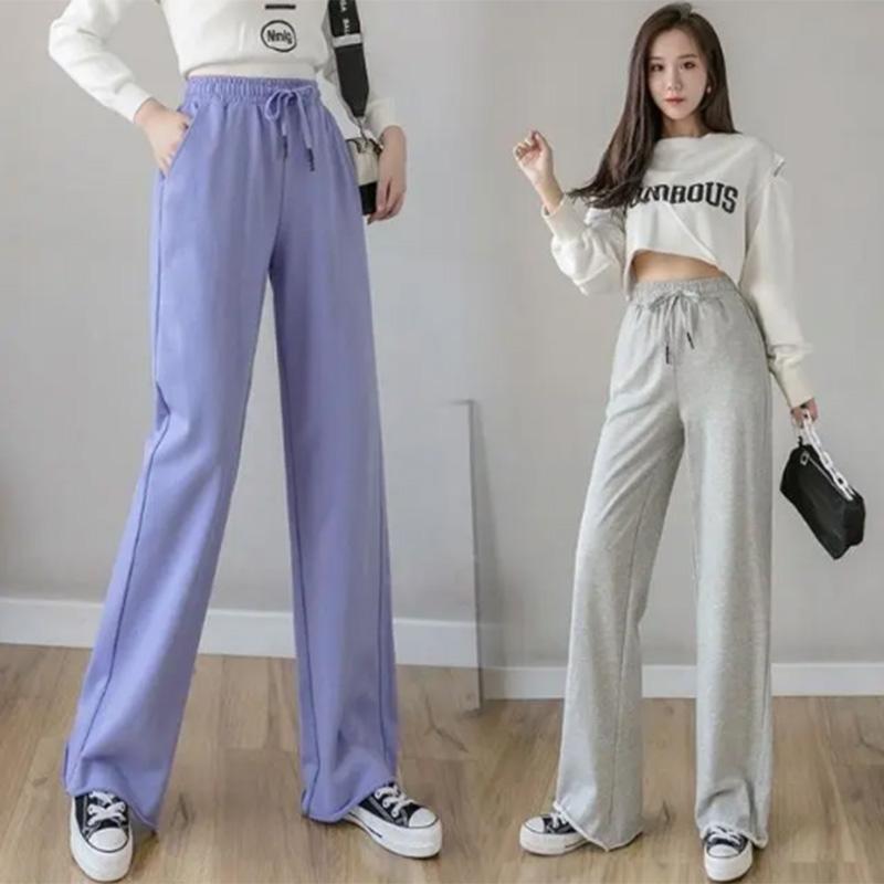 Drape Wide-leg Pants Women's Spring High Waist Loose Straight Solid Color Sports Pants Student Sports Casual Sweatpants