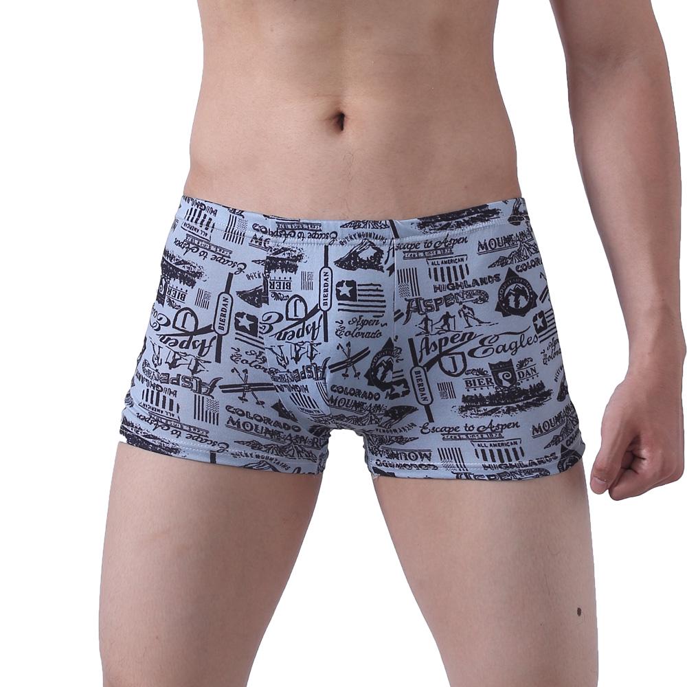 Sexy Underwear Print Short Boxers Underpants Panties U Convex Pouch for Gay 4 PCS/Lot