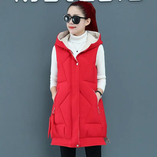 Winter Vest Women's Autumn and Winter Down Cotton Mid-length Loose Thickened Coat