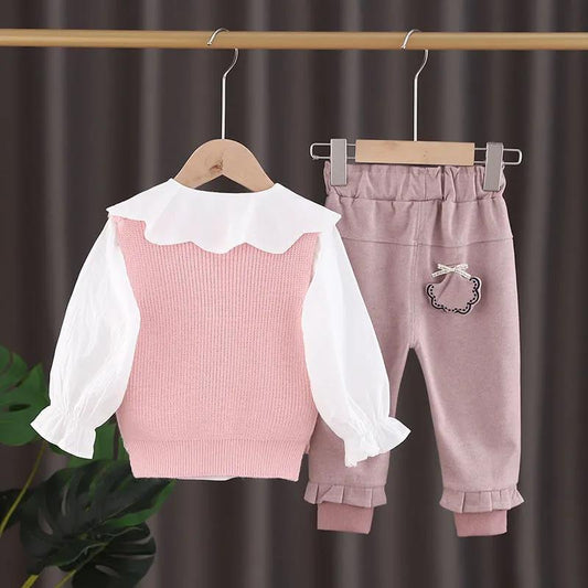 Children's Spring and Autumn Leisure Suit Children's Clothing Three-piece Sets Autumn Girl Baby Suit Baby Clothes Girl