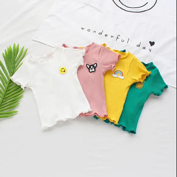 Girls Tops Short-sleeved T-shirts Children's Cartoon Printed Clothes Children's Birthday Party Clothes