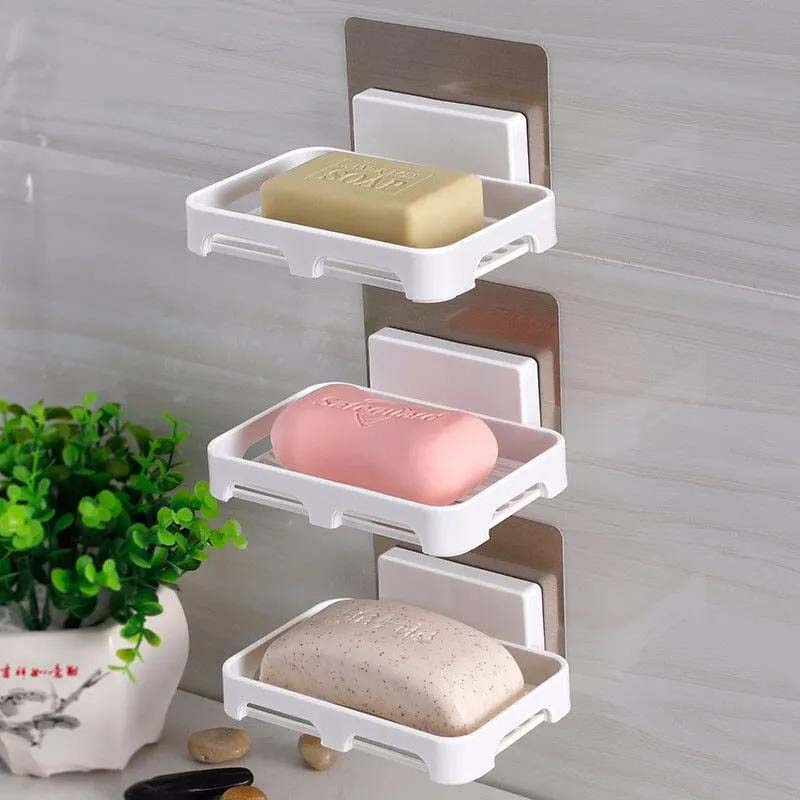 2 Pcs Drain Soap Box Home Bathroom Wall-shaped Soap Storage Box