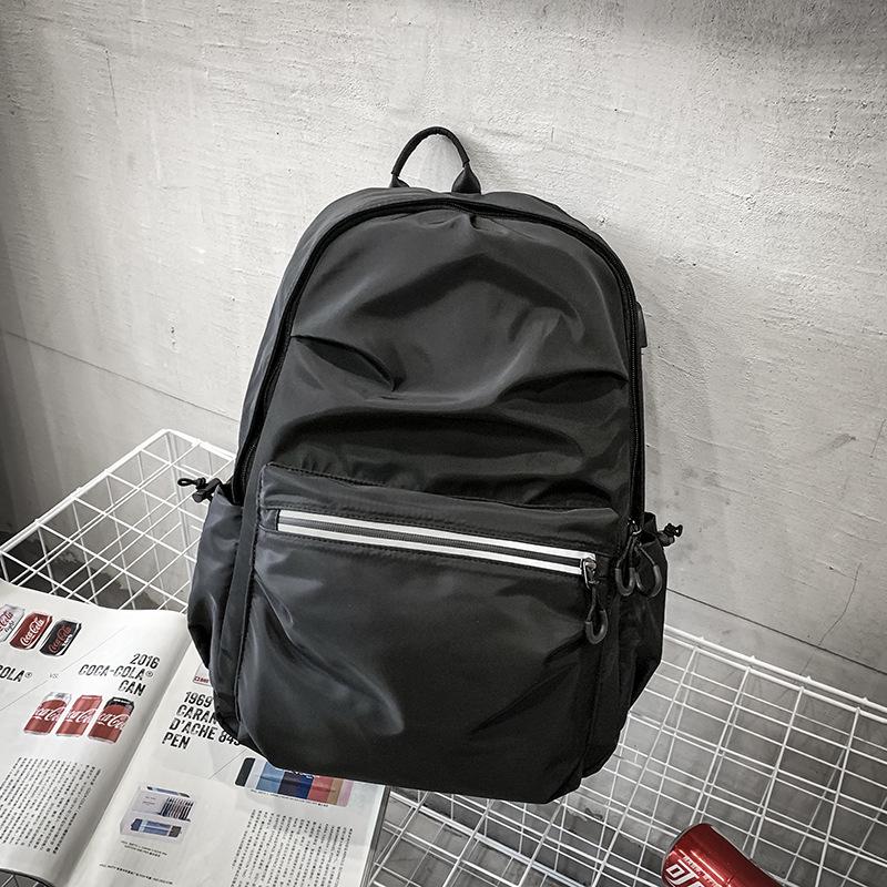 Canvas Backpack Men Women USB Mouthphone Hole Waterproof Travel Bag Student Book Computer Bags