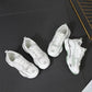 Leather Sports Shoes Breathable Net Shoes Spring and Autumn Female Students' Casual Board Shoes Thick Soles Large Soles Comfortable Shoes White Shoes