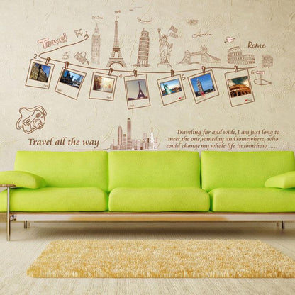 Removable wall sticker living room dining room bedroom sofa background travel photo wall sticker