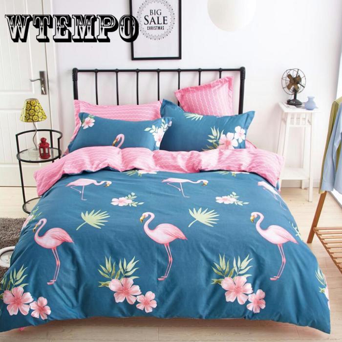 Bedding Flamingo Pattern 3pcs Bedding Set Bed Linings Duvet Cover+ Pillowcases Cover Set