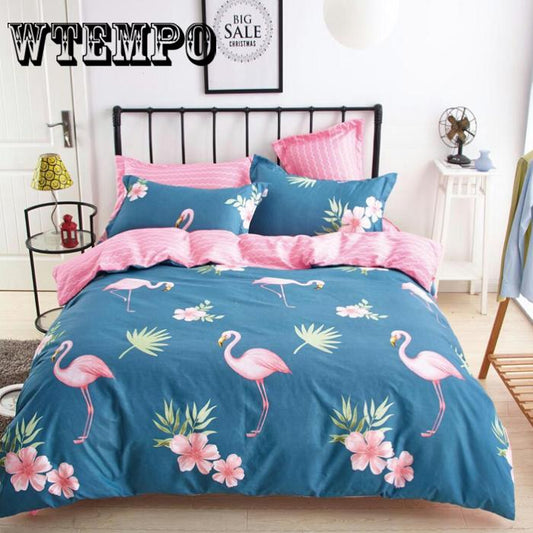 Bedding Flamingo Pattern 3pcs Bedding Set Bed Linings Duvet Cover+ Pillowcases Cover Set