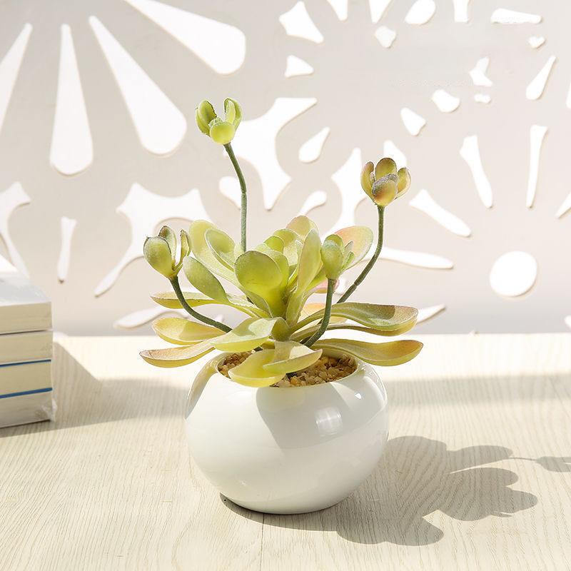 Artificial Flowers Simulation Succulents Potted Creative Living Room Desktop Green Plants Ornaments Objects Shelf Decorations