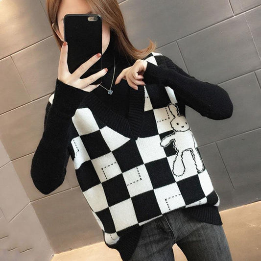 Ladies Knitted Vest Autumn and Winter Western Style Trendy Outerwear Sweater