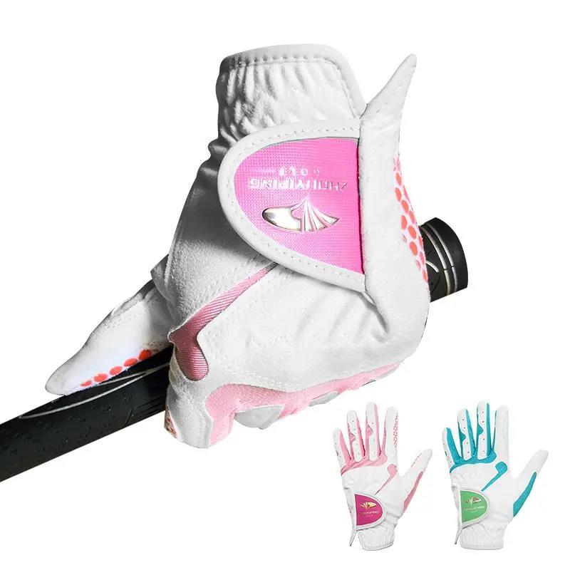 Golf Gloves Women's Hands 2 Colors Optional Microfiber Cloth Soft Non-slip Silicone Wear-resistant Breathable Gloves