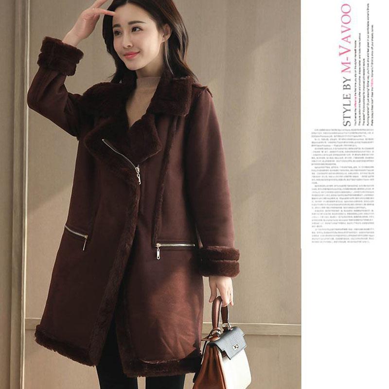 Suede Cotton Coat Winter Korean Version of Loose Thick Fur Lamb Fur Coat Female Mid-length Coat