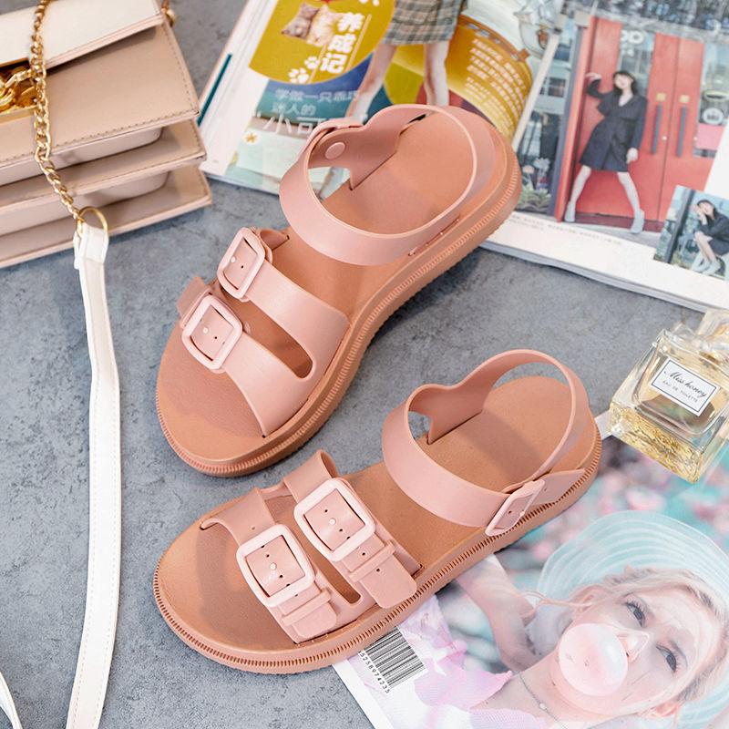 Summer Roman Sandals Female Students Korean Version of The Social Wild Ladies Flat Harajuku Style Beach Sandals